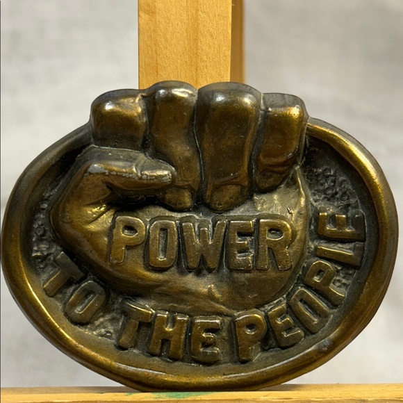 Extremely Rare sculptured Power to the People heavy belt buckle limited